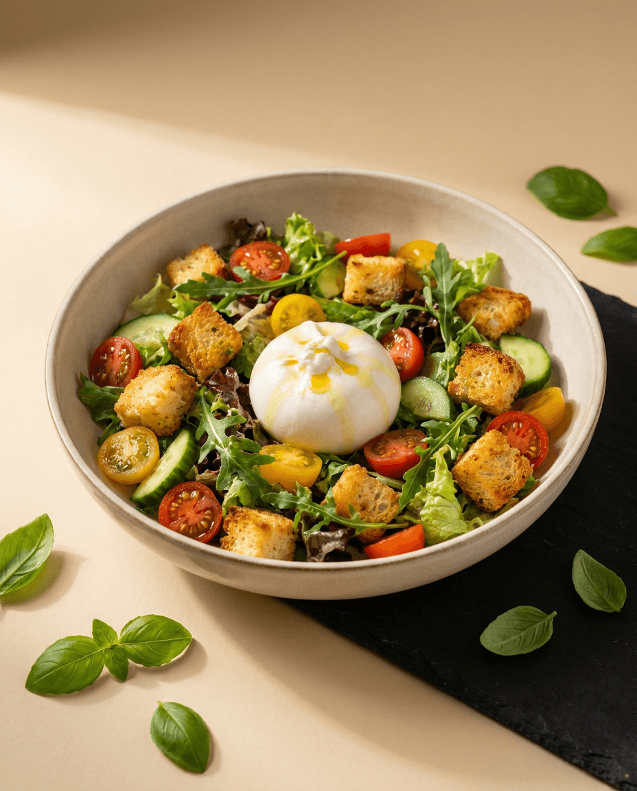Panzanella à la burrata, section salade NMW